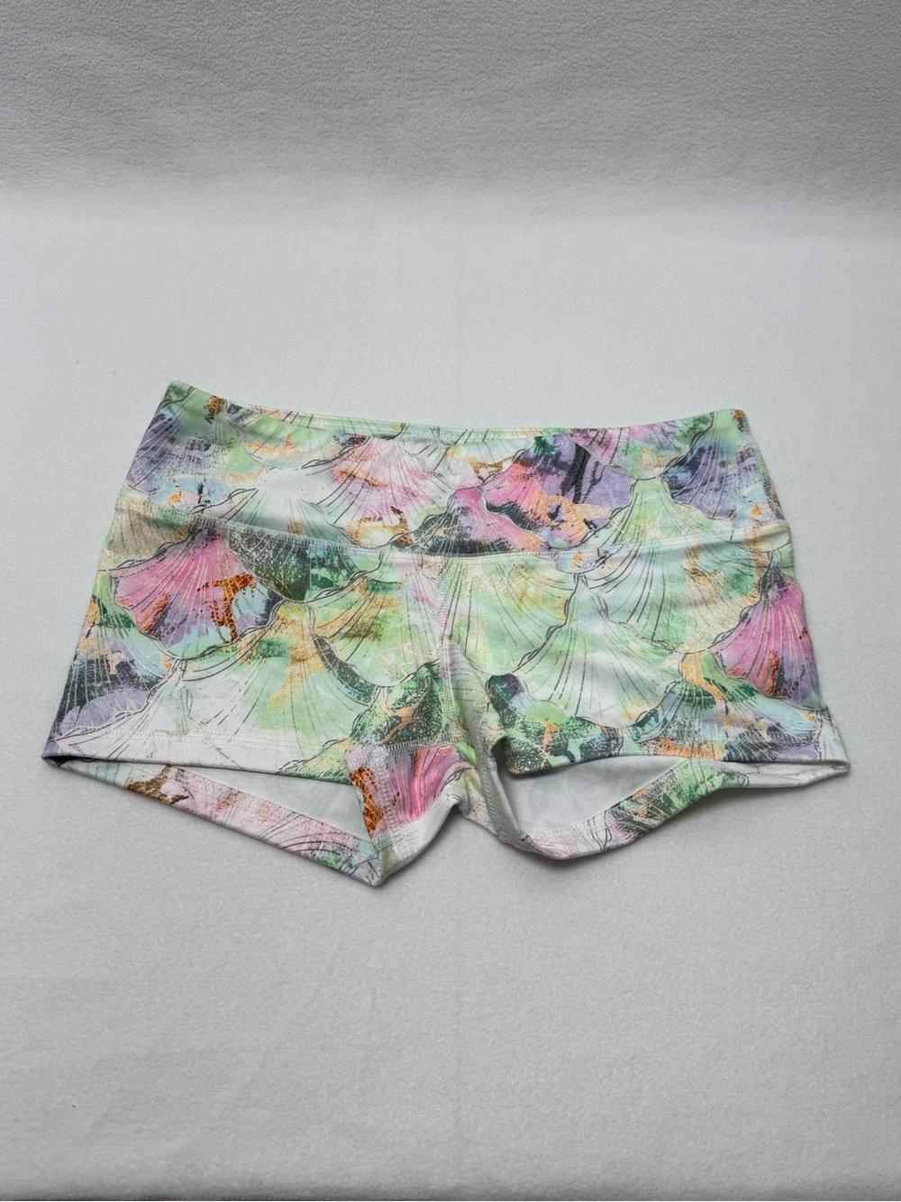 Fleo Pastel Floral Athletic Bike Shorts - Pink, Green, Purple, Yellow